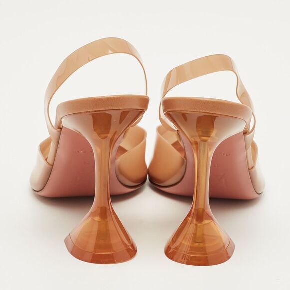 Amina Muaddi Brown Pvc Holli Glass Slingback Pumps Size 38 - Picture 5 of 7